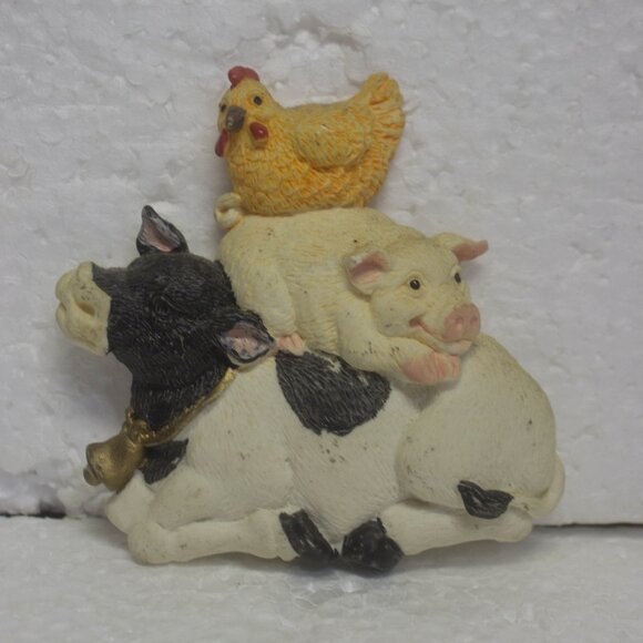 Vintage Country Chicken, Pig, Cow Refrigerator Magnet - Picture 1 of 4